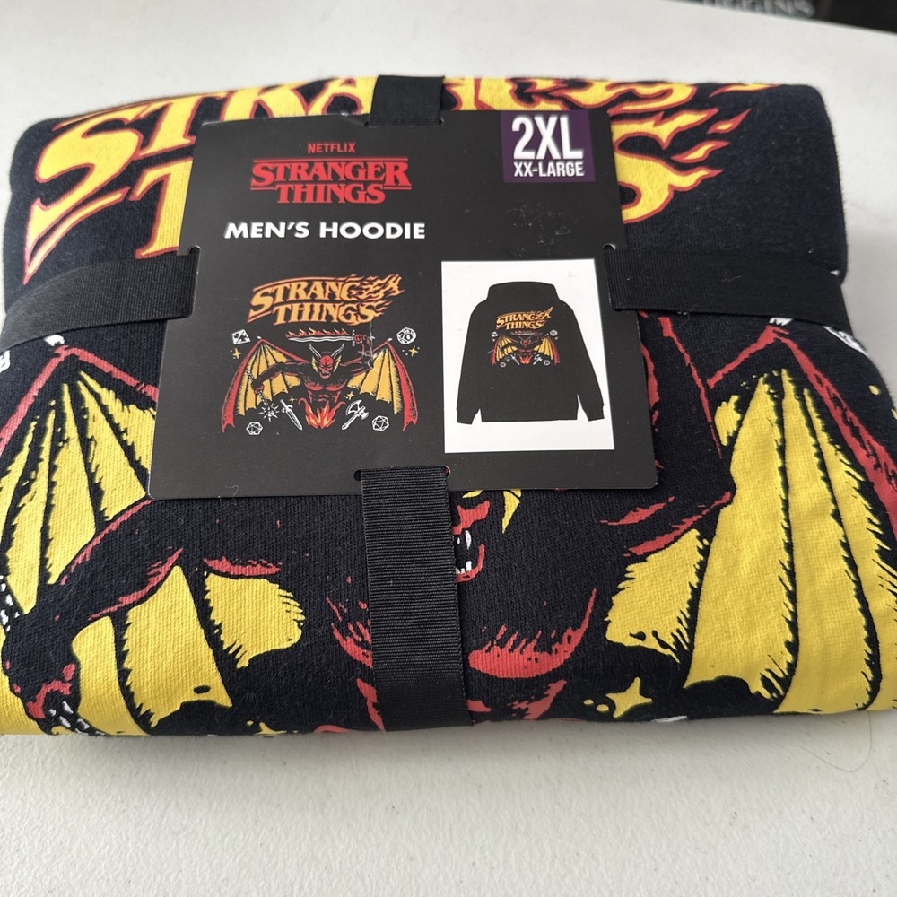 Stranger Things Mens 2XL Hellfire Club D&D Graphic Print Hoodie w/Pocket